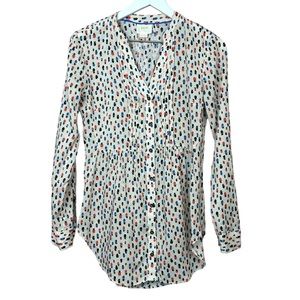 Anthropologie Maeve Calia Top Hat Pintuck Button Blouse Women Sz 2